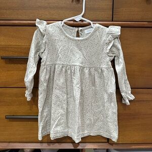 Jamie Kay Cream Floral Long Sleeve Dress, Size 1Y